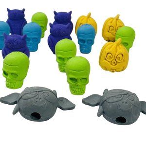 3D Halloween Pencil Party Gift Toppers Solid Eraser Bat Skull Owl Jack 17 Lot